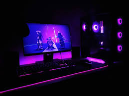 And streaming it by sitting on your favorite purple gaming even some good colour combos with purple are available in the market like purple and black gaming chairs, purple and white gaming chairs. Pink Black Theme Pc Setup Gaming Room Setup Pc Setup Gamer Setup