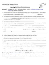 The Electrical Nature Of Matter Worksheet Tuesday February 19 2019 Literal Equations Matter Worksheets Pattern Worksheet