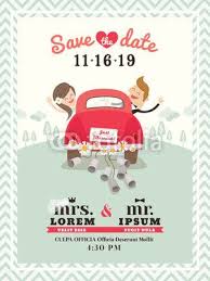 Just Married Car Wedding Invitation Design Template Cartoon Wedding Invitations Wedding Invitation Vector Wedding Invitation Card Design