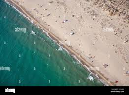 Veduta aerea della spiaggia di Lecciona a Viareggio, Torre del Lago,  Toscana Foto stock - Alamy