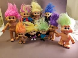 Lot of 9 Vintage Troll Dolls, Ace, Bright, Russ, Burger King