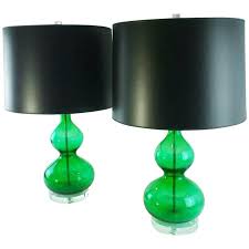1stdibs Murano Glass Pair Lamps Lucite Base Modern Italian Table Lamp Green Table Lamp Table Lamp Green Lamp