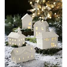Matte White Ceramic Houses Crate And Barrel Holiday Decor Christmas Decorations Christmas Home