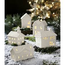 Mirrors decorative wall sculptures figurines home decor collections lamp sets lantern candle holders mugs nativity scene figurines novelty planters novelty table. Matte White Ceramic Houses Crate And Barrel Holiday Decor Christmas Decorations White Christmas Decor