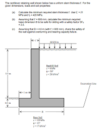 Maybe you would like to learn more about one of these? The Cantilever Retaining Wall Shown Below Has A Chegg Com
