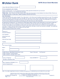 Please note that from 8 may 2018, bank drafts intended for a payee outside republic of ireland or uk will require notice of 1 business. Ulster Bank Direct Debit Mandate Form Fill Online Printable Fillable Blank Pdffiller