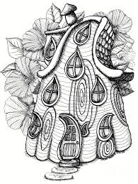 These printable adult coloring pages are for you to find zen amongst beautiful illustrations. Teardrop Windows Fairy House Drawing By Dawn Boyer