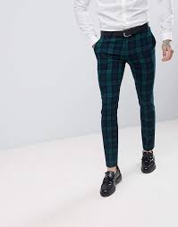 Black And White Plaid Pants Mens Outfit Asos Super Skinny Suit Pants In Blackwatch Plaid Mens Pants Fashion Pants Outfit Men Mens Outfits