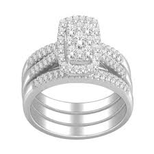 Swarovski pb wedding bridal set enchantment premier 1 carat. Jeenjewels 1 Carat Trio Wedding Ring Set For Her In White Gold Walmart Com Walmart Com