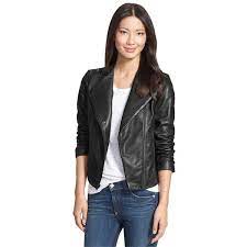 Pre Owned 7 For All Mankind Nwt Sz L Collarless Leather Biker Moto 511 Liked On Polyvore Featuring O Leather Moto Jacket Women Clothes Sale Moto Jacket