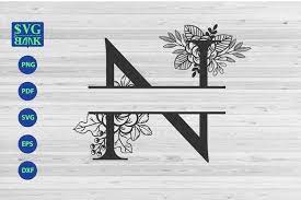 Download Split Monogram Letter N Svg Alphabet Floral Initial Logo N 470979 Cut Files Design Bundles