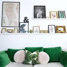 Green Velvet Sofa Wall Art Ikea Picture Shelves Desenio Art Family Illustration Palm Leaf Cus Living Room Green Boho Living Room Decor Trendy Living Rooms