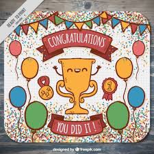 Hand Drawn Congratulation Card With A Nice Trophy Congratulations Card Congratulations Images Wedding Congratulations Card