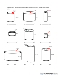 Give an example with your description. Surface Area Of Cylinders Worksheet
