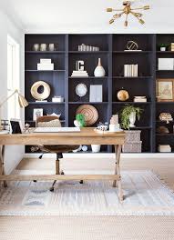 Home Office Reveal With Black Bookshelves And Corkboard Wall Home Office Shelves Home Office Decor Home Office Furniture