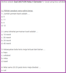 Nah, selanjutnya teman teman dibawah ini adalah soal essay atau uraiannya, silahkan disimak ya !. Kunci Jawaban Pendidikan Jasmani Olahraga Dan Kesehatan Kelas 4 Siswapelajar Com