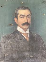 OIL ON CANVAS BY L PACAUD PORTRAIT MAN WITH MUSTACHE 1900 XXEME L1707