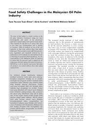 Short title, application and commencement. Pdf Food Safety Challenges In The Malaysian Palm Oil Industry
