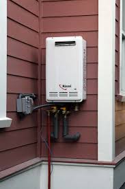 Upright, with the suppled outdoor enclosure in the vertical position. Water Heating Tankless My Florida Home Energy