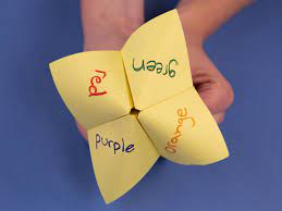 Someone picks the number/color and the fortune teller is open/closed the corresponding number of times. How To Make A Paper Fortune Teller Scout Life Magazine