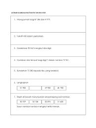 Soalan matematik kssr pertengahan tahun 2017. Latih Tubi Soalan Latihan Matematik Tahun 4 Cuti Bulan Mac 2