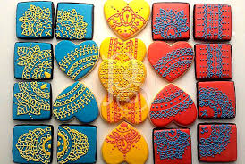 Henna Inspired Cookies Heart And Square Shapes Wedding Cookies Beautiful Cookies Cookie Decorating