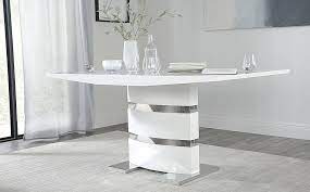(2pxi5d2w1u357m) white high gloss dining table and four chairs large round 6 with. Komoro White High Gloss Dining Table With 6 Perth Grey Leather Chairs Furniture And Choice