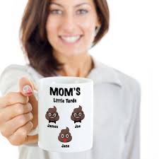 Personalized Funny Christmas Mug for Mom Gifts for Mom Personalized Gift  for Mom Custom Mom Mug Mommy's Little Turds Custom Name Xmas Gifts