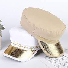 2019 Letter Embroidery Military Hat Autumn Sailor Hat For Women Men Flat Top Female Travel Cadet Hat Captain Cap 01 Men Hats For Women Military Hat Cadet Hat