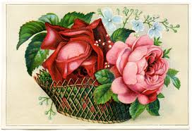Vat free textile heritage counted cross stitch lavender sachets various designs. Basket Of Flowers Victorian Trading Card Old Design Shop Blog