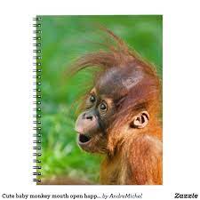 Cute Baby Monkey Mouth Open Happy And Playful Notebook Zazzle Com Cute Baby Monkey Baby Monkey Cute Babies