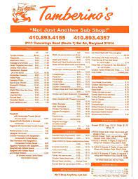 Best dining in bel air, maryland: Menu Of Tamberino S Pizza Subs In Bel Air Md 21014