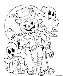 Our moon is a is it halloween, or is it christmas. Halloween Scarecrow Pumpkin Graveyard Moon Coloring Pages Printable