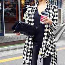 Black And White Houndstooth Blazer Womens Black And White Houndstooth Plaid Jacket With Belt Tie Clothes Fashion Clothes For Women