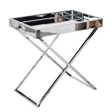 Mirrored Chrome Tray Table Chrome Decor Tray Table Bedside Table Decor