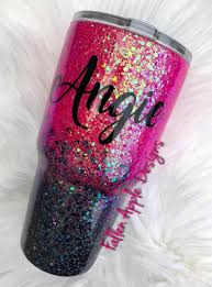 Black And Hot Pink Ombre Nails Hot Pink To Black Glitter Custom Personalized Tumbler Etsy In 2020 Glitter Cups Black Glitter Tumbler Cups Diy