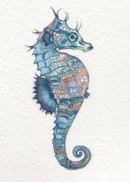 Seahorse Print Of Detailed Under The Sea Theme Decor Ocean Etsy Sea Art Seahorse Art Ocean Artwork