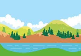 Cartoon Flat Sunny Mountain Landscape Background Material Landscape Background Canvas Painting Landscape Modern Landscape Painting