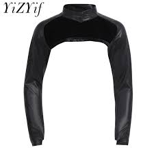 2021 Black Men Faux Leather Long Sleeve Stage Show Half Jacket Hollow Arm Sleeves Shrug Bolero Motorcycle Punk Costume Clubwear Aliexpress Men S Clothing