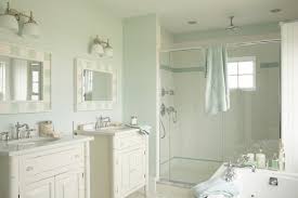 They don't have to be the same distance apart, as you can see in this pairing of aqua. Seafoam Blue Paint Colors Cottage Bathroom Martha Stewart Araucana Blue Tracey Rapisardi Design
