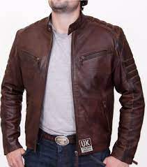 Mens Brown Leather Biker Jacket Kestrel Uk Lj Jackets Leather Jacket Leather