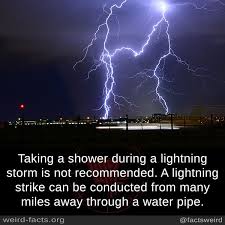 Taking A Shower During A Lightning Storm Is Not Recommended A Lightning Strike Can Be Conducted From Many Miles Away Throu Weird Facts Wtf Fun Facts Wow Facts