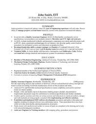 Resume Format Quality Engineer Resume Format Engineering Resume Engineering Resume Templates Sample Resume Templates