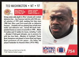 1991 Pro Set Ted Washington #754 Rookie San Francisco 49ers