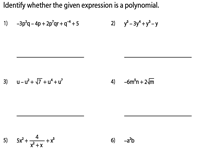 recognizing polynomials worksheets parts of polynomials