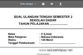 Jan 27, 2016 · pada kesempatan kali ini akan kami bagikan contoh latihan soal ukk / uas semester 2 (genap) kelas x dan xi sma / ma mapel bahasa inggris dan kunci jawaban cuplikan soal ukk / uas bahasa inggris kelas x semester 2 / genap : Soal Uts Bahasa Indonesia Semester 2 Kelas 5 Sd Sekolahdasar Net