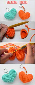 Crochet Easy 3d Heart Keychain Crochet Keychain Pattern Crochet Heart Crochet Projects