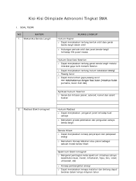Pembelajaran pada suatu kelompok mata pelajaran kimia untuk sma kelas x, xi, xii yang mencakup standar kompetensi, kompetensi dasar, materi pokok/pembelajaran, kegiatan. Silabus Osn Astronomi