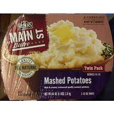 170 calories of boiled potatoes, (1.25 cup) 18 calories of country crock, shedd's spread country crock light (soft), 1 tbsp , (0.50 serving) 15 calories of onions, raw, (0.25 cup, chopped) 15 calories of brown gravy mix, (1 serving) 6 calories of milk, 1%, (0.06 cup) Calories In Main St Bistro Mashed Potatoes From Reser S