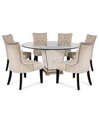 Marais Dining Room Furniture 7 Piece Set 60 Mirrored Dining Table And 6 Chairs In 2019 Interior Design Glass Round Dining Table Dining Room Chairs Din